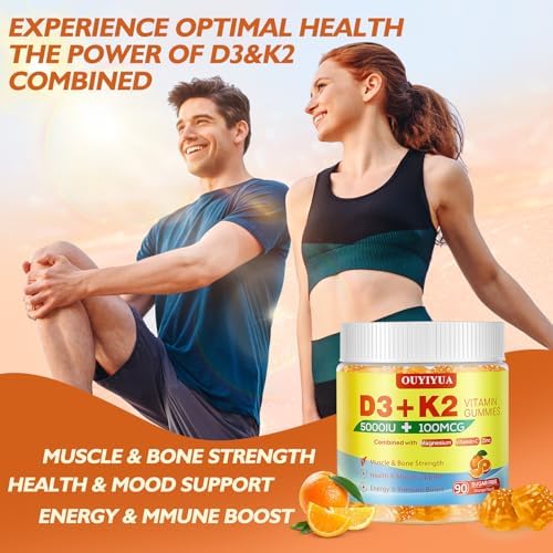 Gomitas OUYIYUA de Vitamina D3 K2, 5000UI de D3 + 100mcg de K2 (MK-7) para Adultos | Apoyo Inmunológico, Salud Dental y Función Muscular | 90 piezas - imagen 5