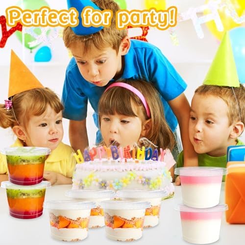 Alaeseje Paquete de 100 Vasos Plásticos de 8oz con Tapas Planas (Agujero en la Tapa), Vasos Desechables Transparentes para Postres, Frutas, Snacks, - imagen 3
