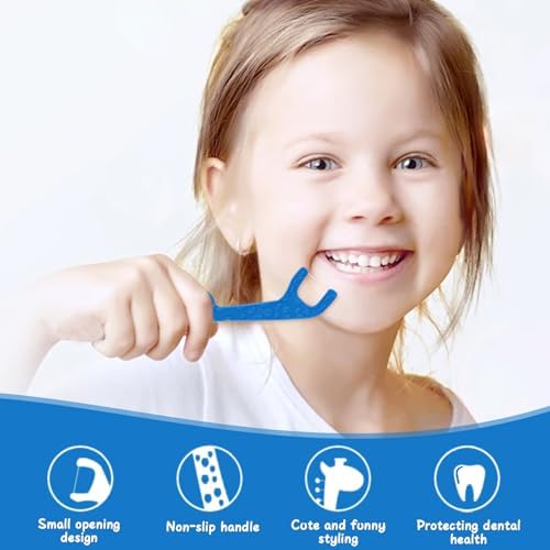 EcoFrenzy Palillos de Hilo Dental para Niños 200 Piezas (4 Paquetes de 50) - Biodegradables de Almidón de Maíz - Sabor Fresa - imagen 4