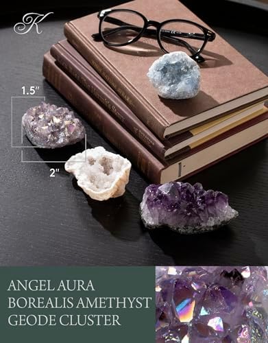 Geoda de Amatista Aura de Ángel KALIFANO – Amatista de Alta Energía con Titanio para Reiki, Wicca, Decoración Cristalina y Regalos Metafísicos – - imagen 3