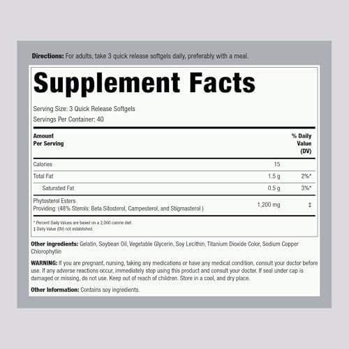 Suplemento de Esteroides Vegetales Piping Rock | 1200 mg | 120 Cápsulas Blandas | con Beta Sitosterol | Complejo de Fitosteroles | Sin OGM, Sin Gluten - imagen 2