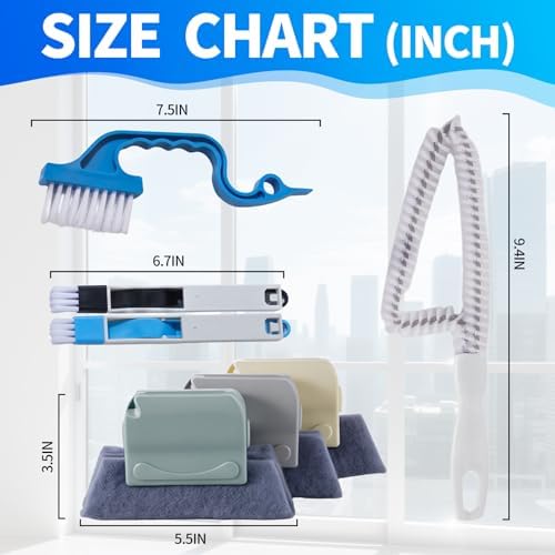 Juego de Herramientas para Limpiar Rieles de Ventana, 13 Piezas con Cepillo para Ranuras, Ideal para Puertas, Azulejos, Persianas y Ventilaciones de - imagen 3