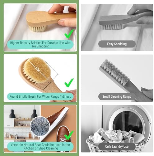 Cepillo para Manchas de Ropa, Cepillo de Limpieza de Cerda Natural, Esenciales para Dormitorio Universitario, Ideal para Ropa Sin Dañar - imagen 3
