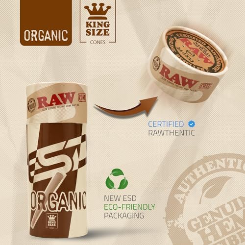 Conos RAW Orgánicos King Size | Paquete de 50 | Papel para Fumar Preenrollado con Puntas y Tubos de Empaque Incluidos - imagen 4