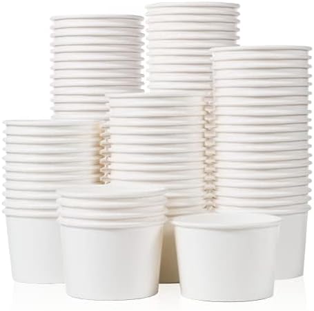 Tazas de Papel para Helado MATICAN - Paquete de 100 Tazas Desechables de 9 Oz para Postres, Sopa y Más, Color Blanco - imagen 1