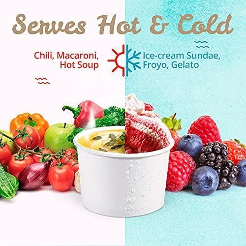 Tazas de Papel para Helado MATICAN - Paquete de 100 Tazas Desechables de 9 Oz para Postres, Sopa y Más, Color Blanco - imagen 7
