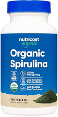 Nutricost Espirulina Orgánica 500mg, 240 Tabletas - Sin Gluten, No Transgénico - imagen 1