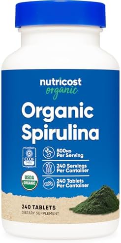 Nutricost Espirulina Orgánica 500mg, 240 Tabletas - Sin Gluten, No Transgénico - imagen 1