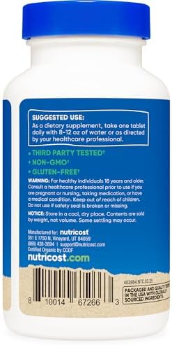 Nutricost Espirulina Orgánica 500mg, 240 Tabletas - Sin Gluten, No Transgénico - imagen 4