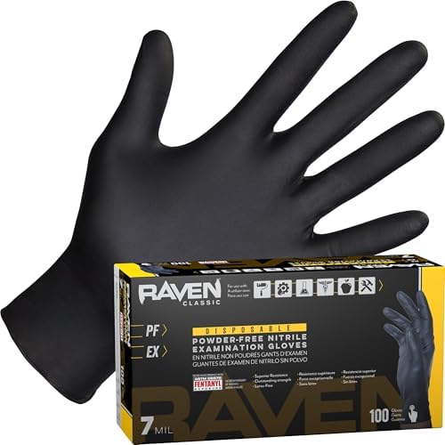 Guantes Desechables de Nitrilo Sin Polvo Raven 7 Mil - XL, Resistentes a Químicos y Punciones, Textura Antideslizante, Uso Único para Automotriz, - imagen 1