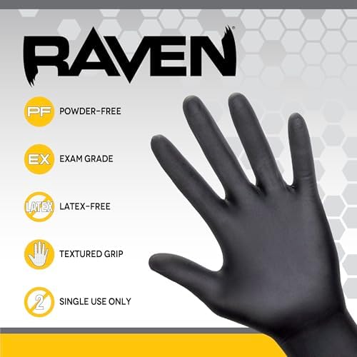 Guantes Desechables de Nitrilo Sin Polvo Raven 7 Mil - XL, Resistentes a Químicos y Punciones, Textura Antideslizante, Uso Único para Automotriz, - imagen 2