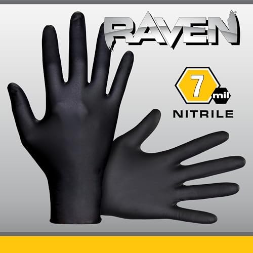 Guantes Desechables de Nitrilo Sin Polvo Raven 7 Mil - XL, Resistentes a Químicos y Punciones, Textura Antideslizante, Uso Único para Automotriz, - imagen 3