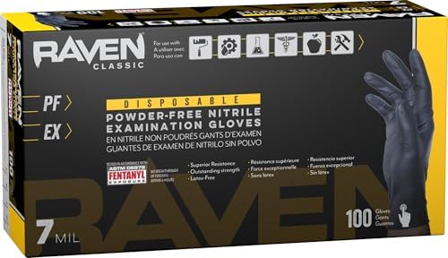 Guantes Desechables de Nitrilo Sin Polvo Raven 7 Mil - XL, Resistentes a Químicos y Punciones, Textura Antideslizante, Uso Único para Automotriz, - imagen 8