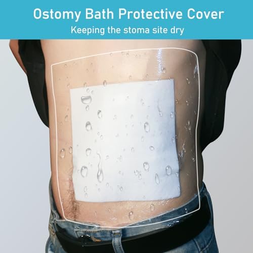 KONWEDA 25 Pzs Funda Impermeable para Bolsa de Ostomía 10x10, Protector de Baño para Estoma con Adhesivo y Vendaje para Suministros de Ostomía - imagen 2