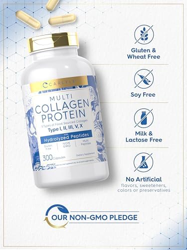 Cápsulas de Colágeno Múltiple Carlyle 2000mg | 300 Contenido | Tipos I, II, III, V, X | Suplemento de Péptidos de Colágeno, Keto, Paleo, Sin Gluten, - imagen 5