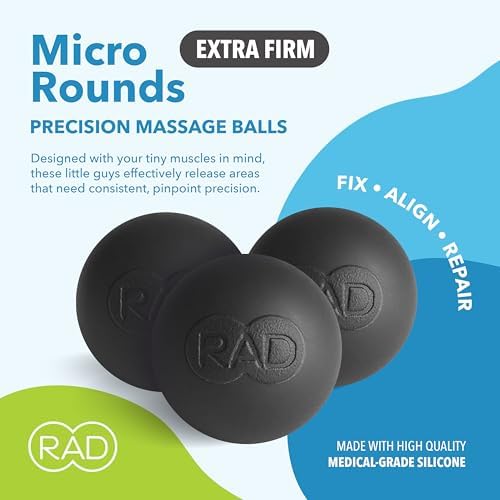 Set de Pelotas de Masaje Profundo RAD Micro Rounds – 3 Piezas (Pequeñas de 0.75 Pulgadas) – Liberación Miofascial para Pies, Fascitis Plantar, - imagen 2