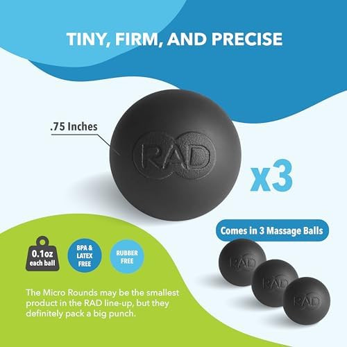 Set de Pelotas de Masaje Profundo RAD Micro Rounds – 3 Piezas (Pequeñas de 0.75 Pulgadas) – Liberación Miofascial para Pies, Fascitis Plantar, - imagen 4