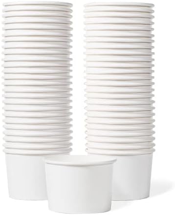Tazas de Papel para Helado MATICAN - Paquete de 50, Bowls Desechables de 9 Oz para Postres, Ideal para Sundae, Yogur Congelado y Sopa, Color Blanco - imagen 1