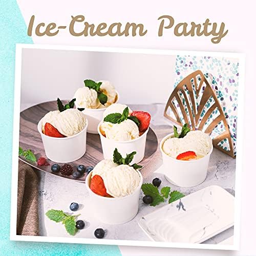 Tazas de Papel para Helado MATICAN - Paquete de 50, Bowls Desechables de 9 Oz para Postres, Ideal para Sundae, Yogur Congelado y Sopa, Color Blanco - imagen 2