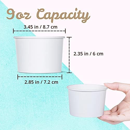 Tazas de Papel para Helado MATICAN - Paquete de 50, Bowls Desechables de 9 Oz para Postres, Ideal para Sundae, Yogur Congelado y Sopa, Color Blanco - imagen 4