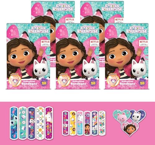 Curitas de Gabby's Dollhouse, 100 Piezas en 3 Tamaños, Adhesivas y Flexibles para Cortes, Raspones y Quemaduras, Ideal para Regalos a Niños - imagen 1
