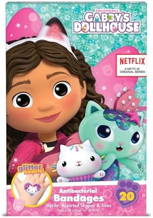 Curitas de Gabby's Dollhouse, 100 Piezas en 3 Tamaños, Adhesivas y Flexibles para Cortes, Raspones y Quemaduras, Ideal para Regalos a Niños - imagen 2