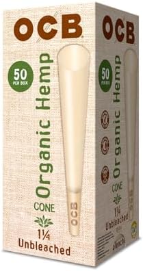 Conos de Papel de Arroz Orgánico OCB de Cáñamo Sin Blanquear 1-1/4 (84mm) - Paquete de 50 Conos - imagen 1