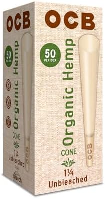 Conos de Papel de Arroz Orgánico OCB de Cáñamo Sin Blanquear 1-1/4 (84mm) - Paquete de 50 Conos - imagen 2