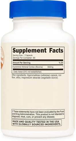 Nutricost Suplemento Glandular Adrenal (350mg) 90 Cápsulas - Corteza Adrenal Bovina, Libre de GMO y Gluten - imagen 5