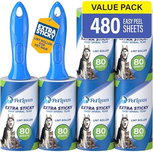 Rodillos Adhesivos PetLovers para Pelo de Mascota Extra Pegajosos - Paquete de 6, Removedor de Pelusa para Ropa - imagen 1