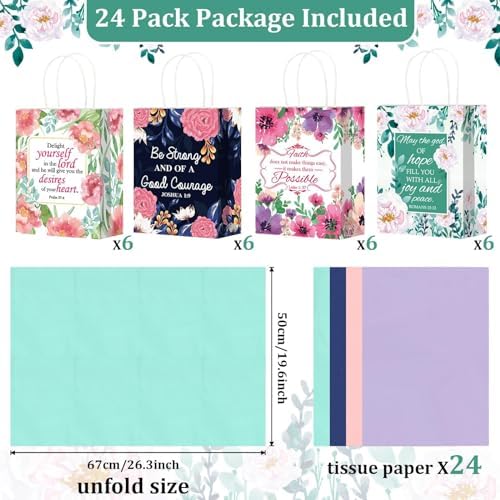 24 Piezas de Bolsas de Regalo Religiosas con Versículos Bíblicos y 24 Servilletas, Bolsas de Papel Cristianas con Asas para Cumpleaños, Bautizos y - imagen 2