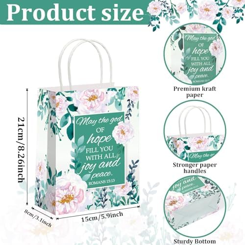 24 Piezas de Bolsas de Regalo Religiosas con Versículos Bíblicos y 24 Servilletas, Bolsas de Papel Cristianas con Asas para Cumpleaños, Bautizos y - imagen 3