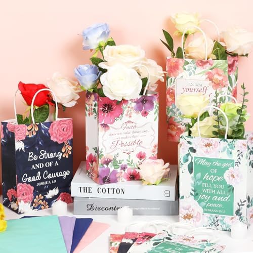 24 Piezas de Bolsas de Regalo Religiosas con Versículos Bíblicos y 24 Servilletas, Bolsas de Papel Cristianas con Asas para Cumpleaños, Bautizos y - imagen 4