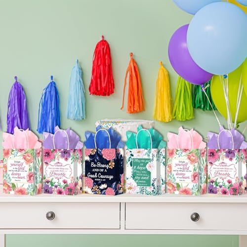 24 Piezas de Bolsas de Regalo Religiosas con Versículos Bíblicos y 24 Servilletas, Bolsas de Papel Cristianas con Asas para Cumpleaños, Bautizos y - imagen 5
