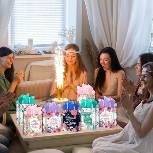 24 Piezas de Bolsas de Regalo Religiosas con Versículos Bíblicos y 24 Servilletas, Bolsas de Papel Cristianas con Asas para Cumpleaños, Bautizos y - imagen 6