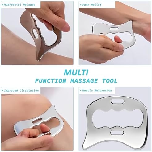 Herramienta de Gua Sha 2 en 1 de Acero Inoxidable, Scraper Muscular para Terapia Física, Masajeador de Drenaje Linfático, Herramienta de Masaje de - imagen 3