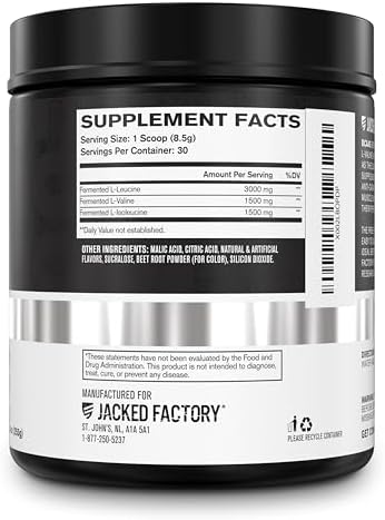 Jacked Factory BCAA en Polvo (Fermentado) - Suplemento de Aminoácidos Esenciales 6g para Recuperación Muscular, Menor Fatiga y Mayor Fuerza - 30 - imagen 7