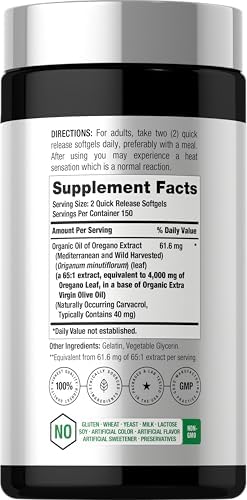 Aceite de Orégano Horbäach | 300 Cápsulas Blandas | Suplemento Natural de Carvacrol | Extracto Libre de OGM y Gluten - imagen 2