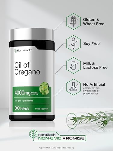 Aceite de Orégano Horbäach | 300 Cápsulas Blandas | Suplemento Natural de Carvacrol | Extracto Libre de OGM y Gluten - imagen 5