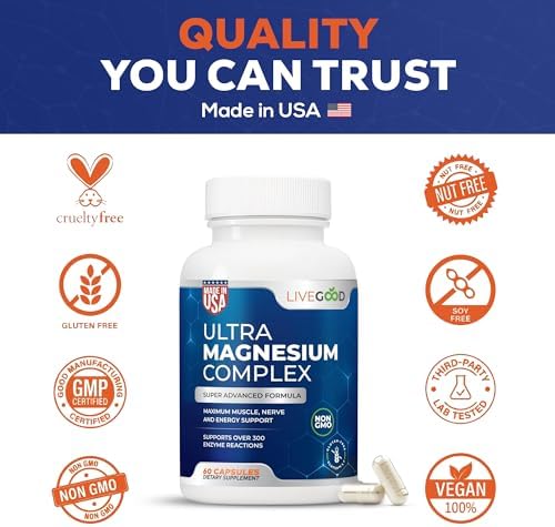 LiveGood™ Ultra Complejo de Magnesio Orgánico, 60 Cápsulas Veganas para Recuperación Muscular y Soporte Nervioso, Alta Absorción, No GMO, Hecho en - imagen 2