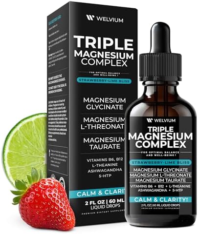 WELVIUM Complejo Triple de Magnesio en Gotas Líquidas - Suplemento de Magnesio Glicinato con L-Treonato, Taurato - Ashwagandha, L-Teanina, 5-HTP, - imagen 7