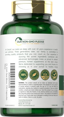 Cápsulas de Musgo Marino Irlandés Carlyle | 150 Contenido | Fórmula Compleja con Fucus y Raíz de Bardana | Sin OGM y Libre de Gluten - imagen 3