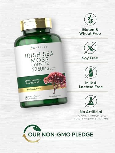 Cápsulas de Musgo Marino Irlandés Carlyle | 150 Contenido | Fórmula Compleja con Fucus y Raíz de Bardana | Sin OGM y Libre de Gluten - imagen 5
