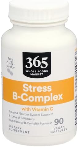 365 de Whole Foods Market, Complejo de Vitamina B para el Estrés con Vitamina C, 90 Cápsulas Veganas - imagen 1