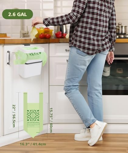 Bolsas de Compostaje AYOTEE Pequeñas de 2.6 Galones con Asas, 100 Bolsas de Basura Compostables Biodegradables para Bote de 10 Litros - imagen 3