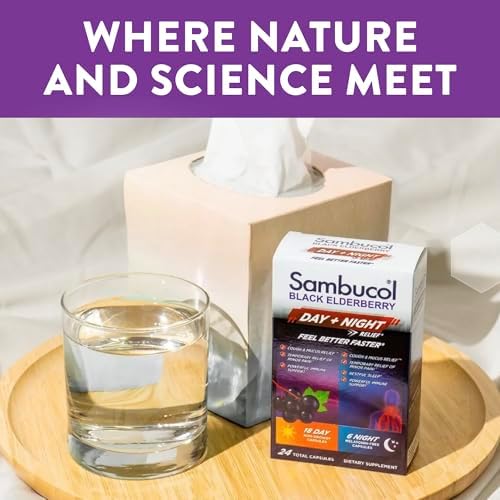 Sambucol Black Elderberry Alivio Día y Noche - Alivio Diurno Sin Somnolencia para Hombres y Mujeres, Sueño Reparador Sin Melatonina - 24 Cápsulas, 1 - imagen 6