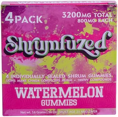 Gomitas Nootrópicas Shrumfuzed 3200mg - Mezcla de Hongos Lion's Mane, Reishi, Chaga y Cordyceps (4, Sandía) - imagen 1