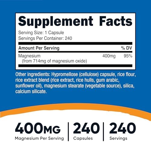 Nutricost Óxido de Magnesio (400mg) 240 Cápsulas - Veganas, Sin OGM, Sin Gluten - imagen 2