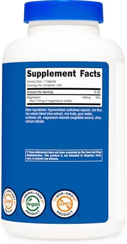 Nutricost Óxido de Magnesio (400mg) 240 Cápsulas - Veganas, Sin OGM, Sin Gluten - imagen 5