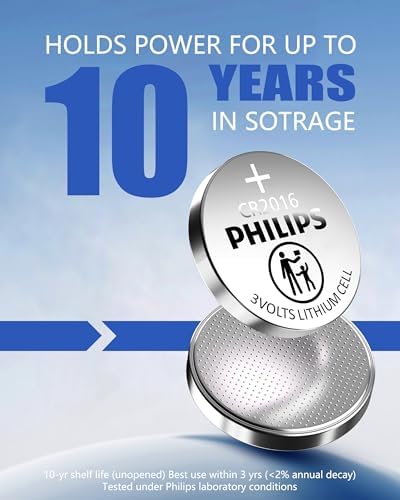 Baterías de Litio Philips CR2016 3V, Paquete de 20, 10 Años de Vida Útil, Empaque a Prueba de Niños, Descarga Estable para Llave de Auto y - imagen 3